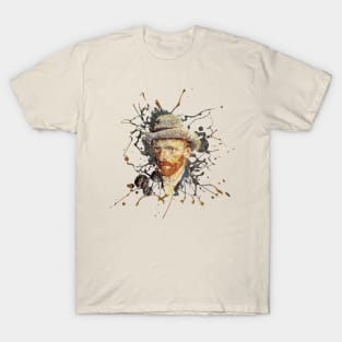 Van Gogh Artist Portrait Paint Splat T-Shirt